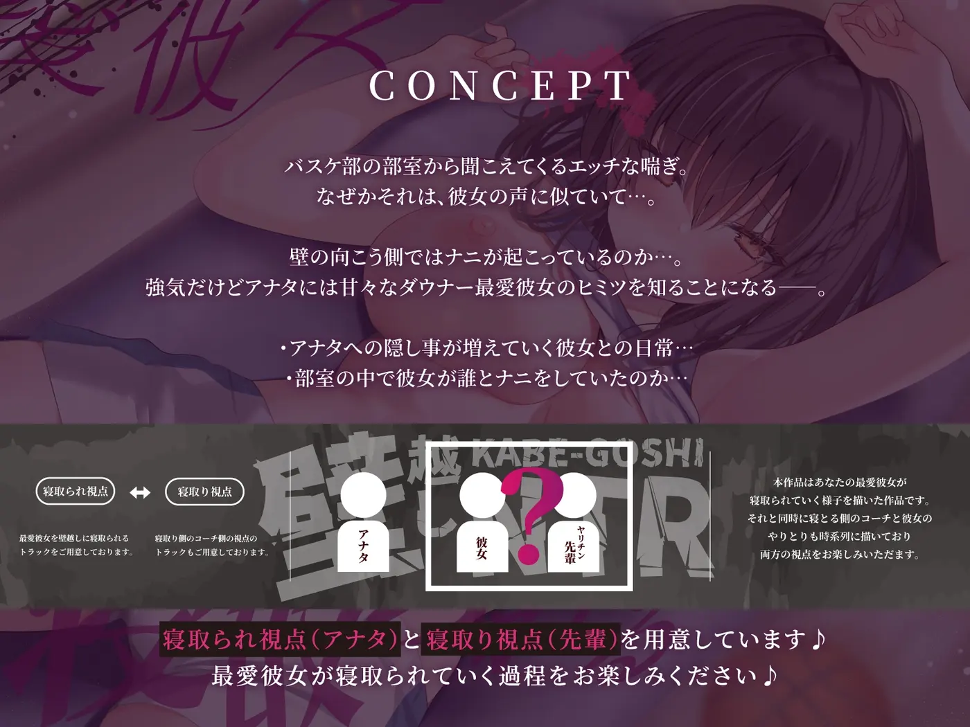 【55%OFF】【3/7配信決定！】【壁越しNTR】バスケ部エースな最愛彼女がヤリチン先輩に寝取られるまで～部室から聞こえる、僕の知らない下品なメス声～のサンプル画像1