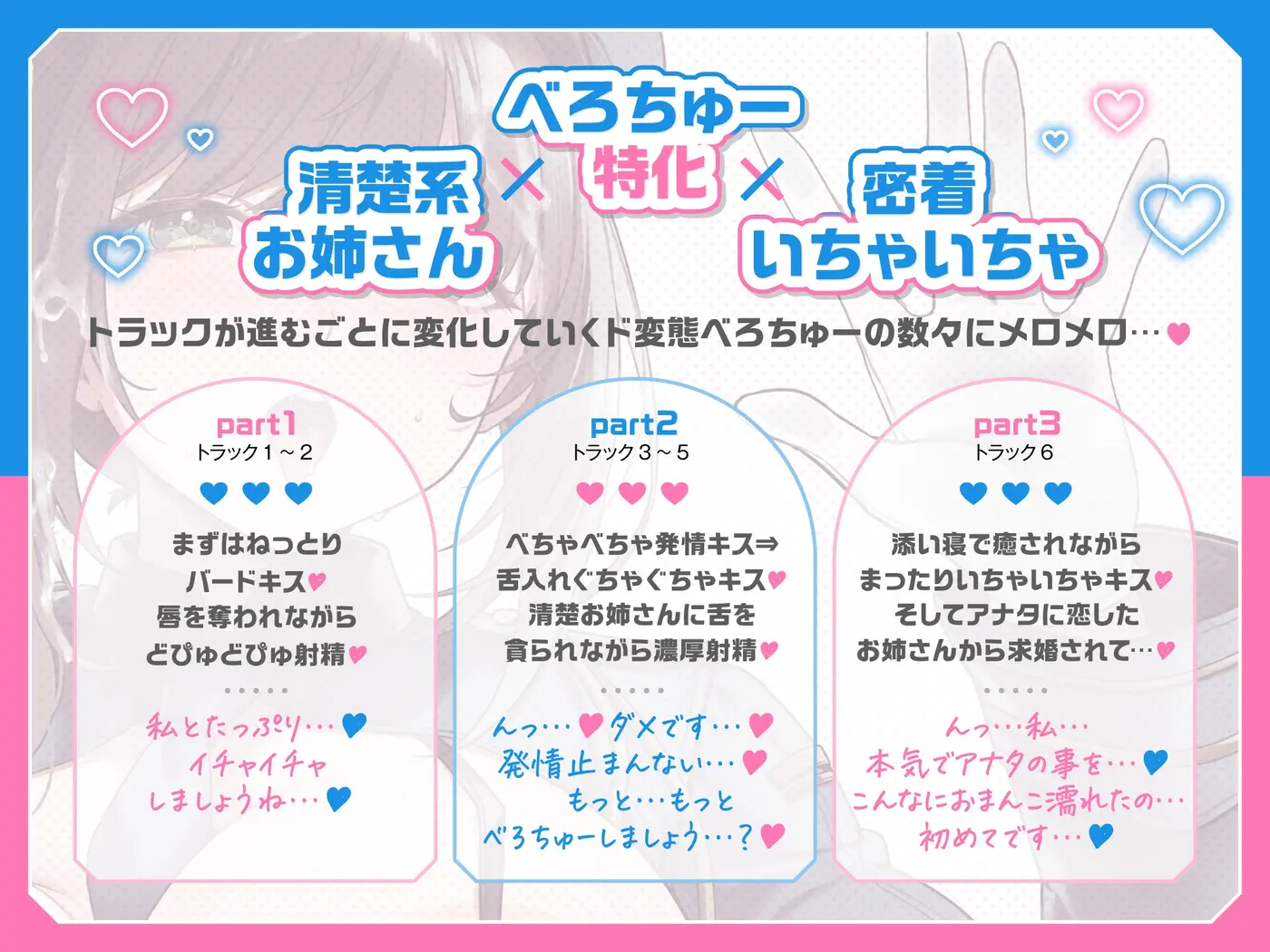【20%OFF】【甘媚びべろちゅ〜しまくり♡】いちゃいちゃ密着キスで少子化対策♪キス婚推進課♡～ドスケベお姉さんポリスの甘媚び搾精指導♡「私とお口でセックスしましょうね…♡」のサンプル画像3